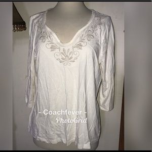 ST. JOHNS BAY Embroidered 3/4 Sleeve Tee Top XLP